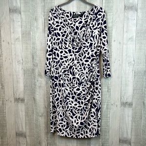 Lauren Ralph Lauren Faux Wrap Surplice V-Neck Draped Stretch Jersey Dress Size14